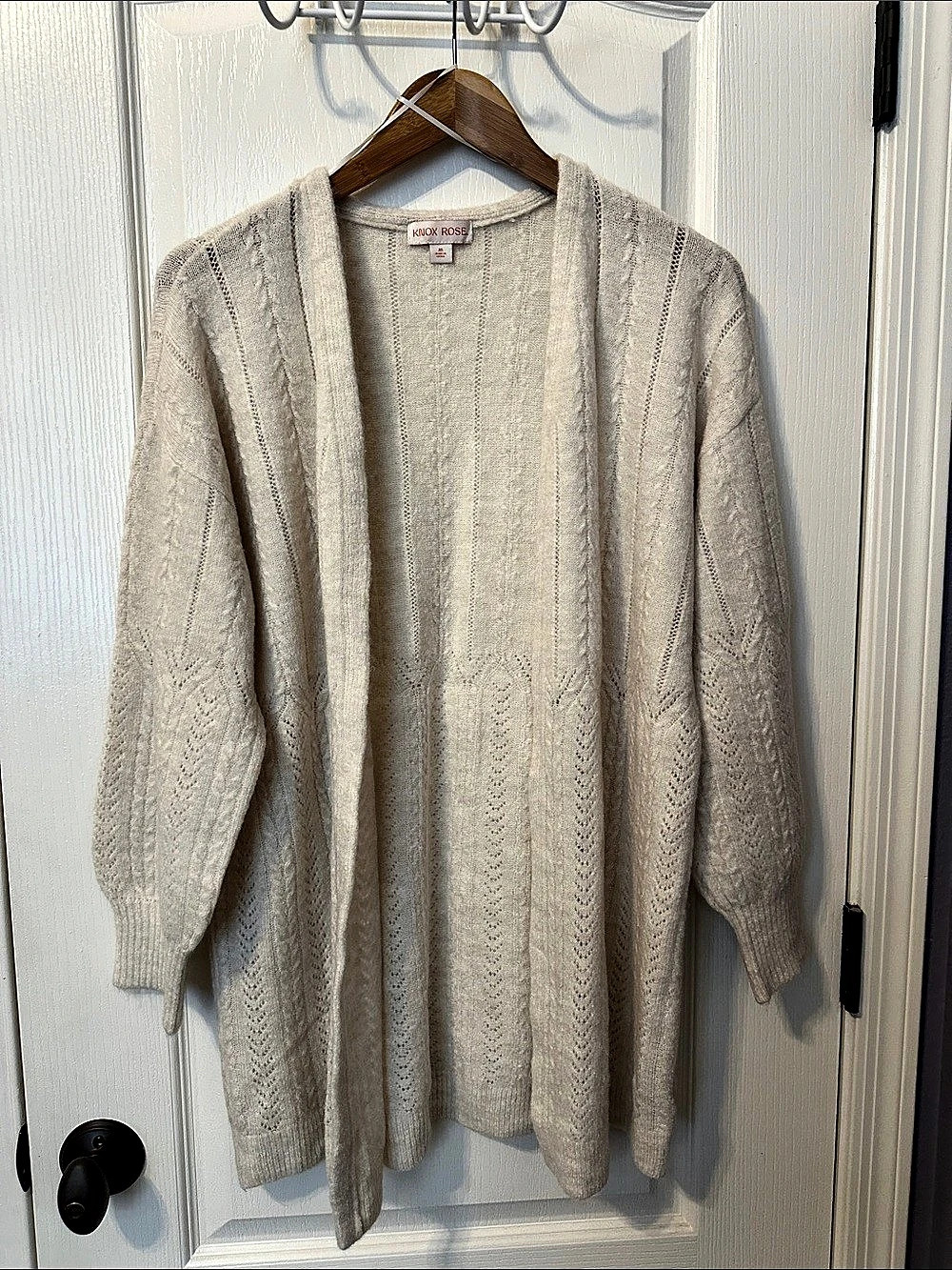 Knox Rose Women’s Cable Knit Cardigan in Cream Size Medium